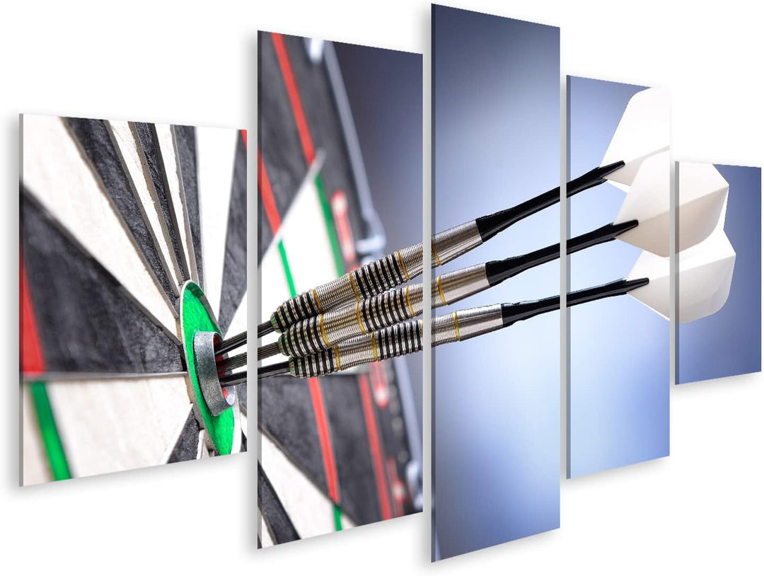 islandburner Bild auf Leinwand DREI Darts Bullseye Wandbild Poster Kunstdruck Bilder Format: 170x80c