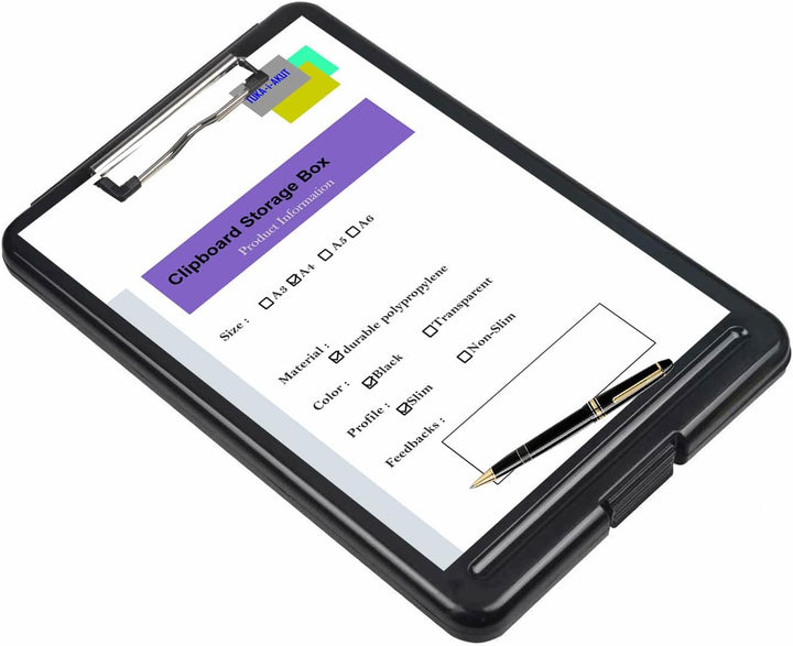 4er A4 Klemmbrett mit Aufbewahrungsfach, Portable Formularhalter mit Aufbewahrungsbox, Portable Schr