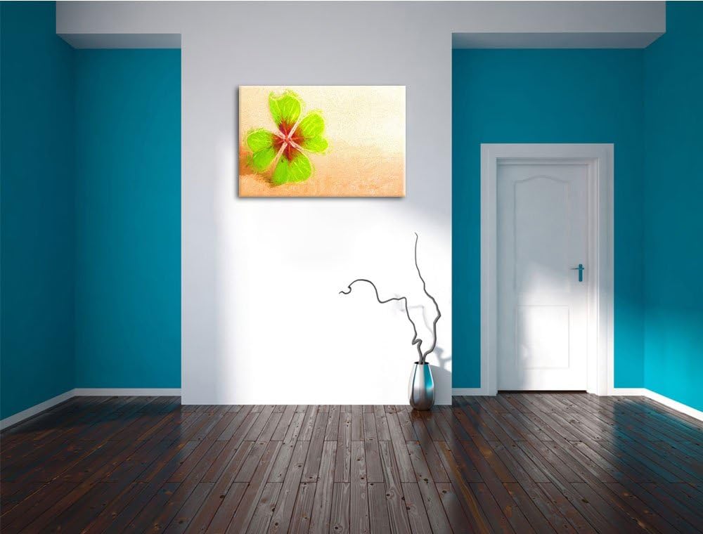 Glücks Kleeblatt mit 4 Blättern Deluxe Format: 100x70 cm auf Leinwand, XXL riesige Bilder fertig ger