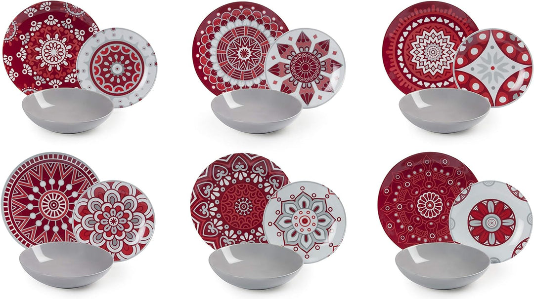 Excelsa Mandala Red Tafelservice, 18-teilig, Porzellan