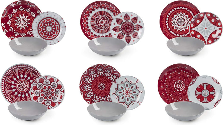 Excelsa Mandala Red Tafelservice, 18-teilig, Porzellan