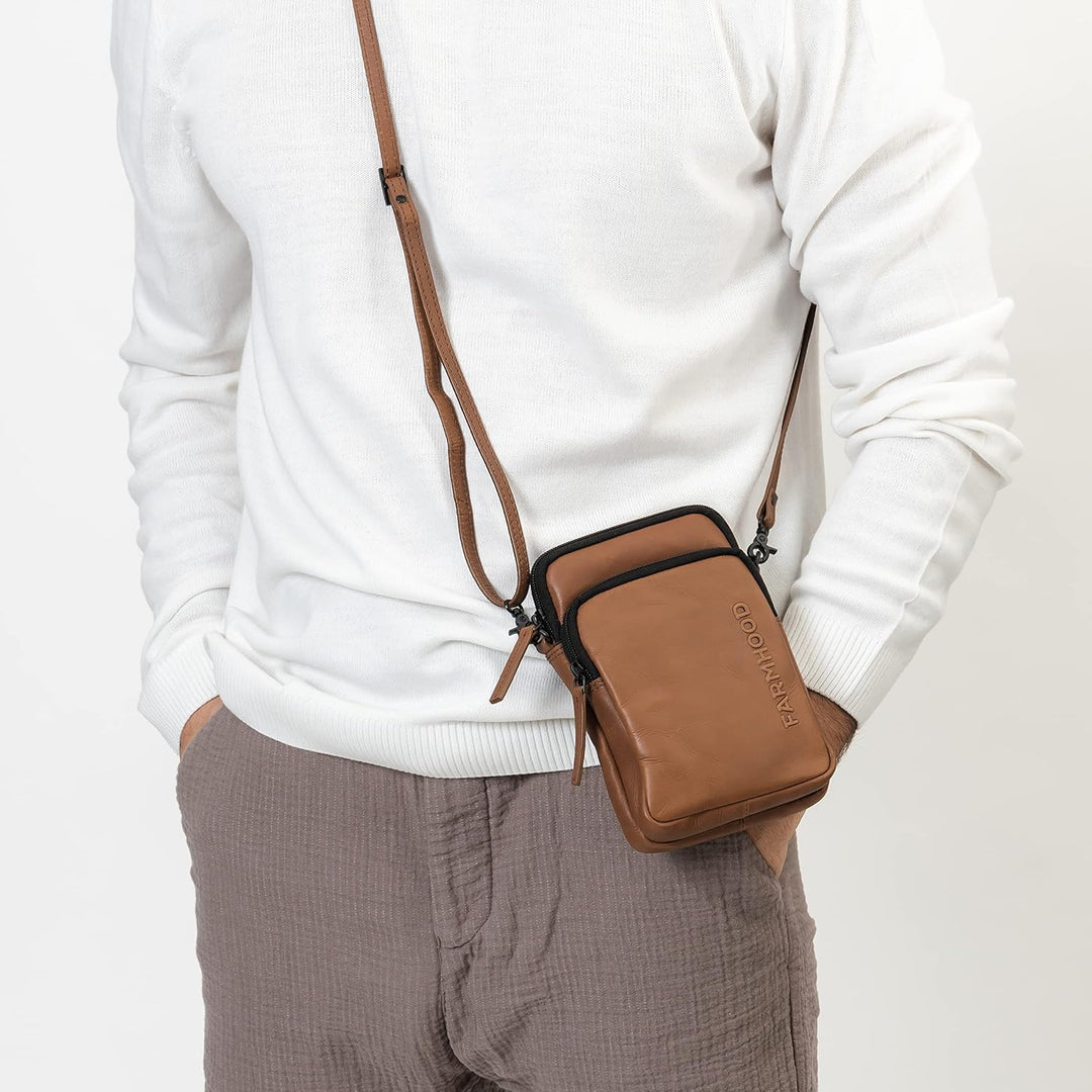 FARMHOOD Nashville Damen/Herren grosse Leder Handytasche | längenverstell- & abnehmbarer Trageriemen