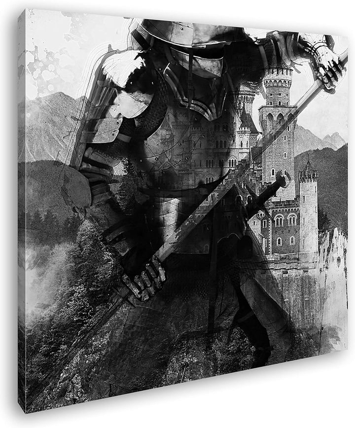 deyoli Mittelalter - Illustration Format: 70x70 Effekt: Schwarz&Weiss als Leinwandbild, Motiv auf Ec