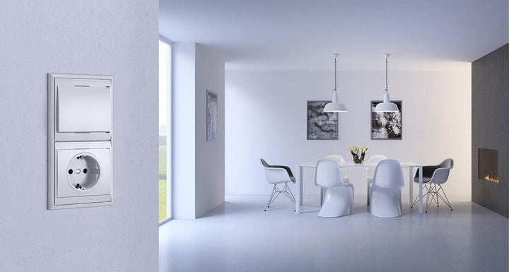 Kopp Malta arktis-weiss, Universal-Dimmer mit Druck-Wechsel-Schalter für LED, Phasenan- und Phasenab