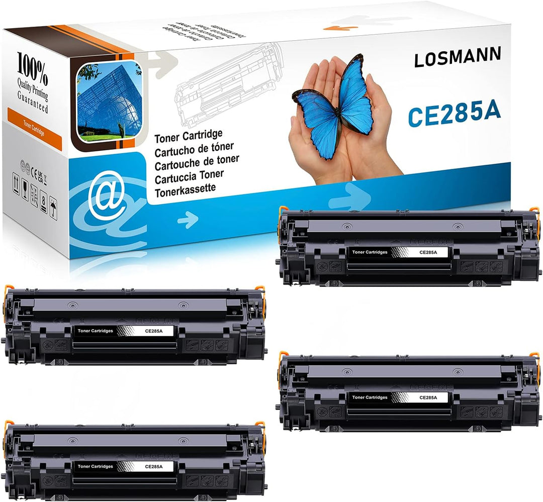 LOSMANN 4x Schwarz Toner Kompatible für HP 85A CE285A für Laserjet Pro P1005 P1006 P1102W P1102 M113