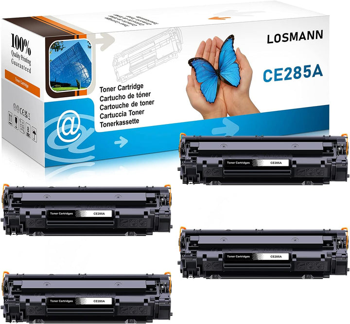 LOSMANN 4x Schwarz Toner Kompatible für HP 85A CE285A für Laserjet Pro P1005 P1006 P1102W P1102 M113