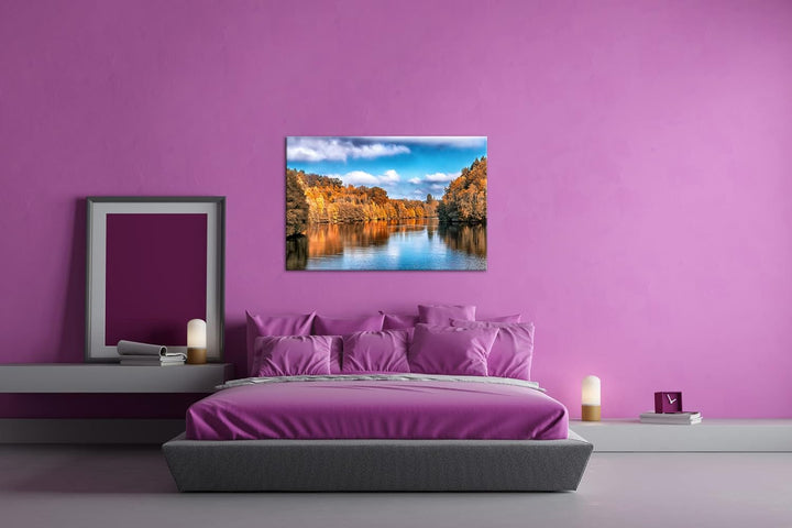 deyoli stiller See Format: 80x60 als Leinwand, Motiv fertig gerahmt auf Echtholzrahmen, Hochwertiger