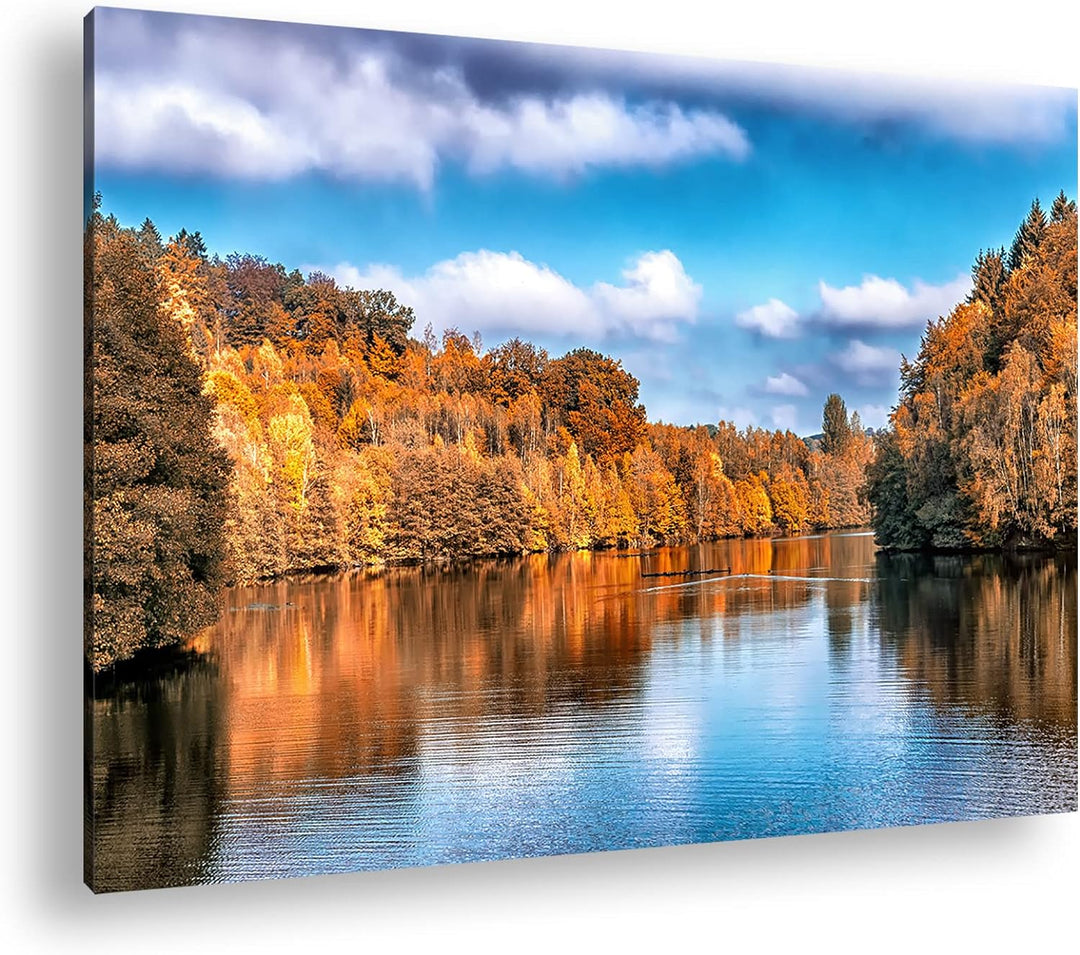 deyoli stiller See Format: 80x60 als Leinwand, Motiv fertig gerahmt auf Echtholzrahmen, Hochwertiger