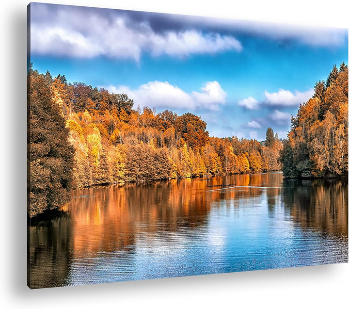 deyoli stiller See Format: 80x60 als Leinwand, Motiv fertig gerahmt auf Echtholzrahmen, Hochwertiger