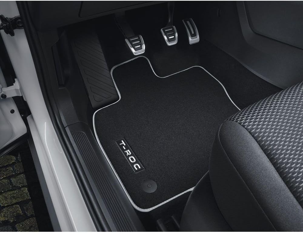 Volkswagen 2GA061270WGK Premium Textil Fussmatten 4X Velours Stoffmatten schwarz mit T-ROC Schriftzu