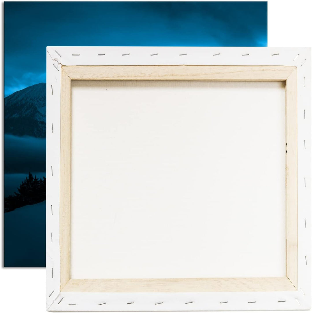 deyoli verschneite Berggipfel Format: 60x60 Effekt: Monocrome Blau als Leinwand, Motiv fertig gerahm