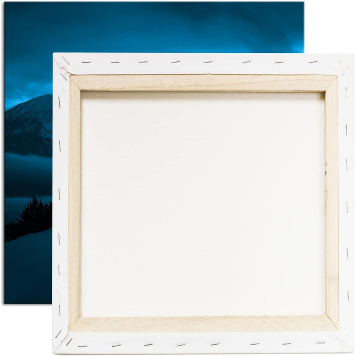 deyoli verschneite Berggipfel Format: 60x60 Effekt: Monocrome Blau als Leinwand, Motiv fertig gerahm