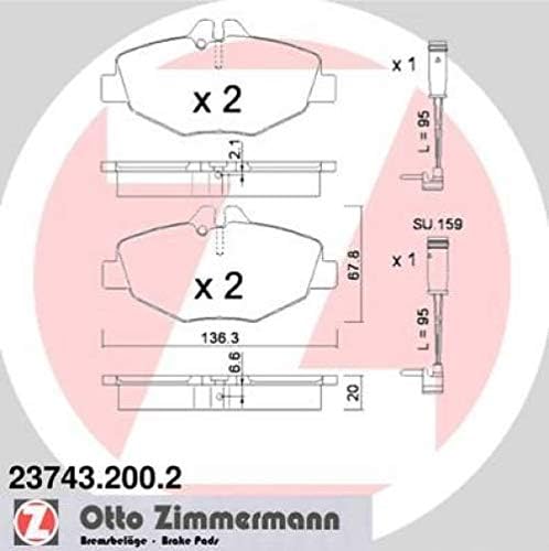 ZIMMERMANN 23743.200.2 Serie Bremsbeläge, vorne, 2 Sensoren, inklusive Platte dämpfend, inklusive Zu