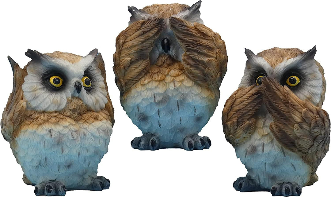 Pommerntraum ® | 3-ER Set!!! WohnDeko Dekorationsfiguren 3 Eulen Uhus Nichts HÖREN Nichts Sagen Nich