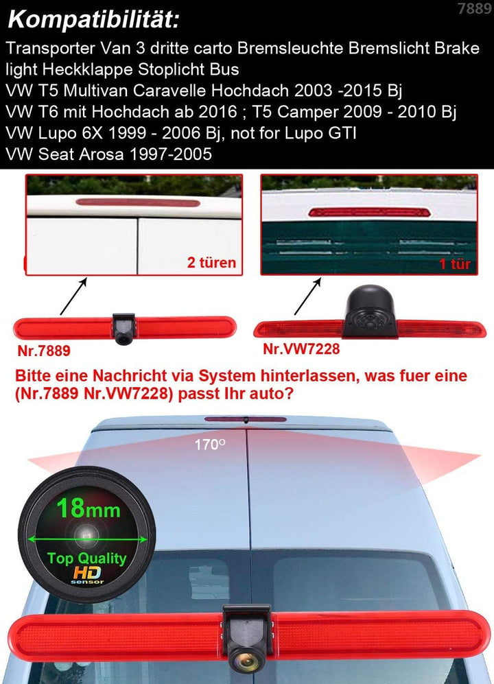 1280X720 Pixel Dritte Dach Top Mount Bremsleuchte Kamera Bremslicht Rückfahrkamera IR Licht für T5 M