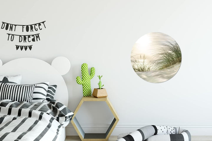 MuchoWow Wandbild Rund Wanddeko Deko Wohnzimmer Bilder 30x30 cm Dünen - Watteninseln - Wasser, 30x30