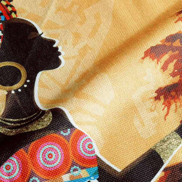 Bonhause 4er Set Kissenbezüge Afrikanische Frauen 45 x 45 cm Ethnisch Stammes Polyester Leinen Dekor