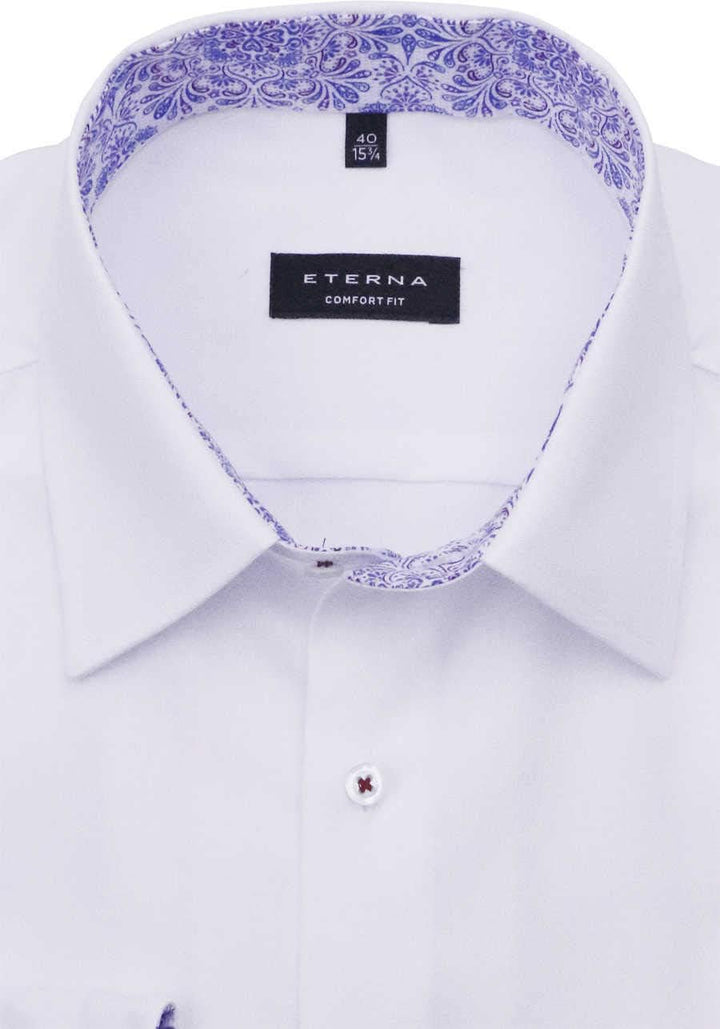 eterna Comfort Fit Hemd Langarm New Kent Kragen Struktur weiss Grösse 54