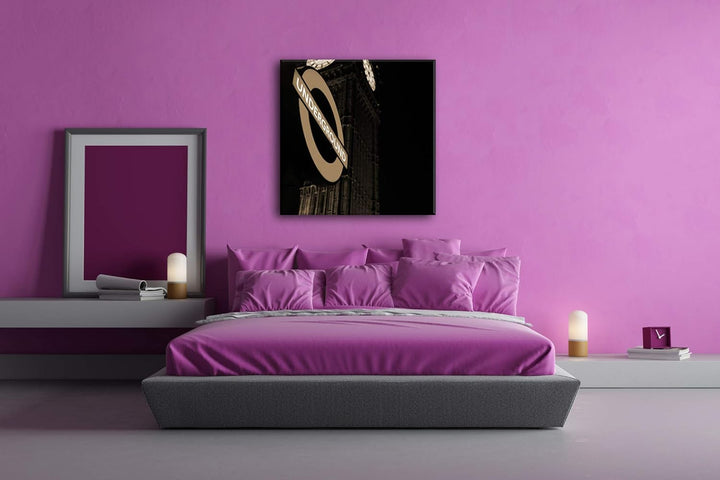 deyoli Underground Schild in London Format: 70x70 Effekt: Sepia als Leinwandbild, Motiv fertig gerah