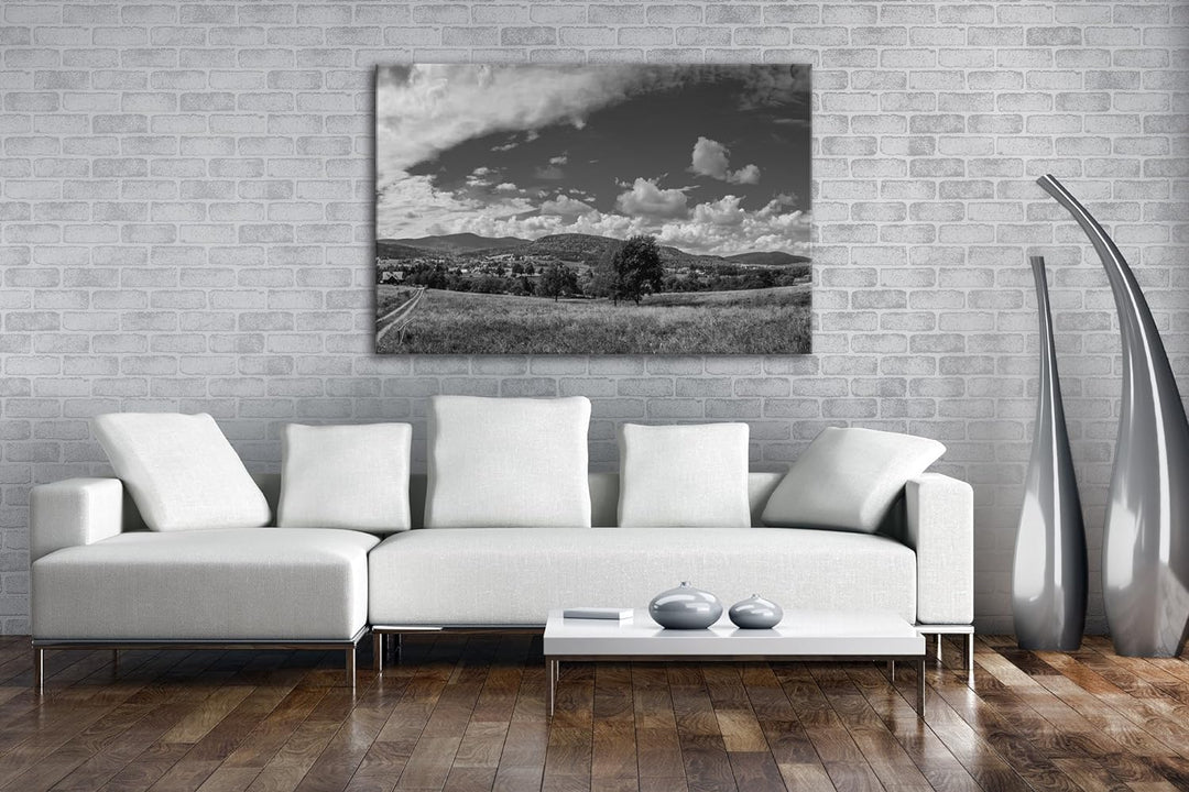 deyoli schöne Landschaft mit Bergen Effekt: Schwarz/Weiss im Format: 80x60 als Leinwandbild, Motiv f