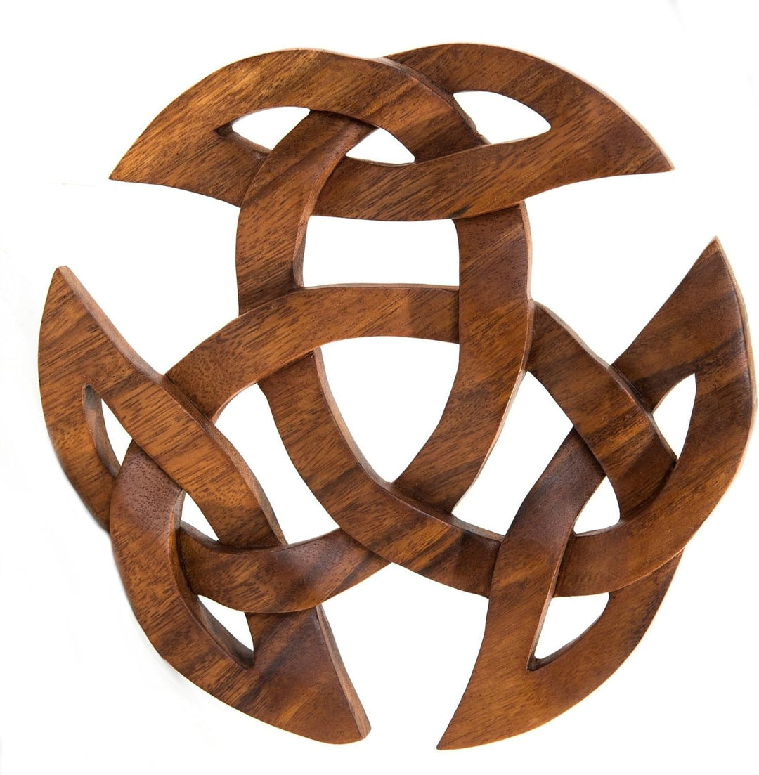 Windalf Celtic Wandbild ARWAIN Ø 22 cm Offene Dreifalt Holzbild Wandornament Handarbeit aus Holz