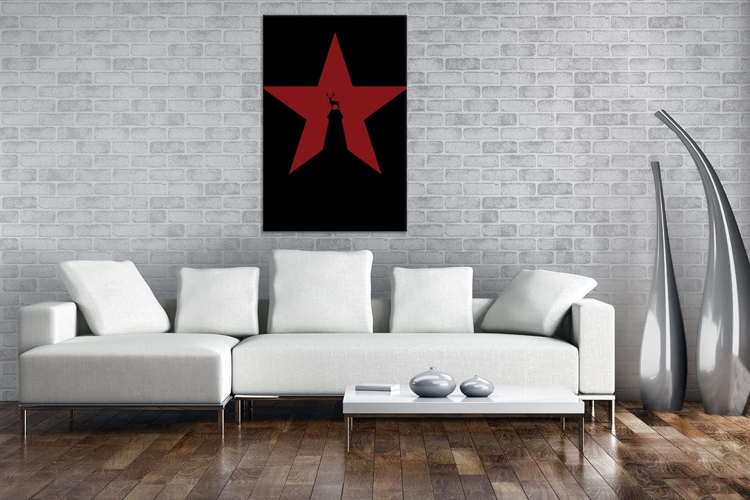 deyoli Sternen Hirsch Format: 60x40 als Leinwandbild, Motiv fertig gerahmt auf Echtholzrahmen, Hochw