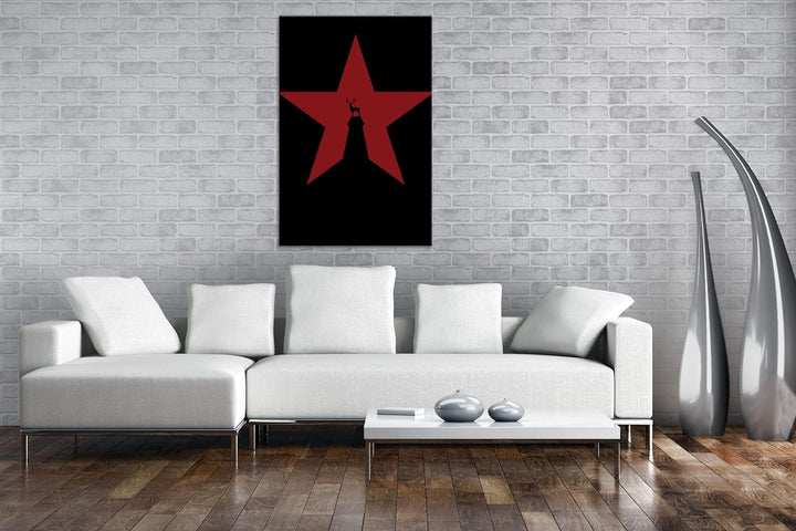 deyoli Sternen Hirsch Format: 60x40 als Leinwandbild, Motiv fertig gerahmt auf Echtholzrahmen, Hochw