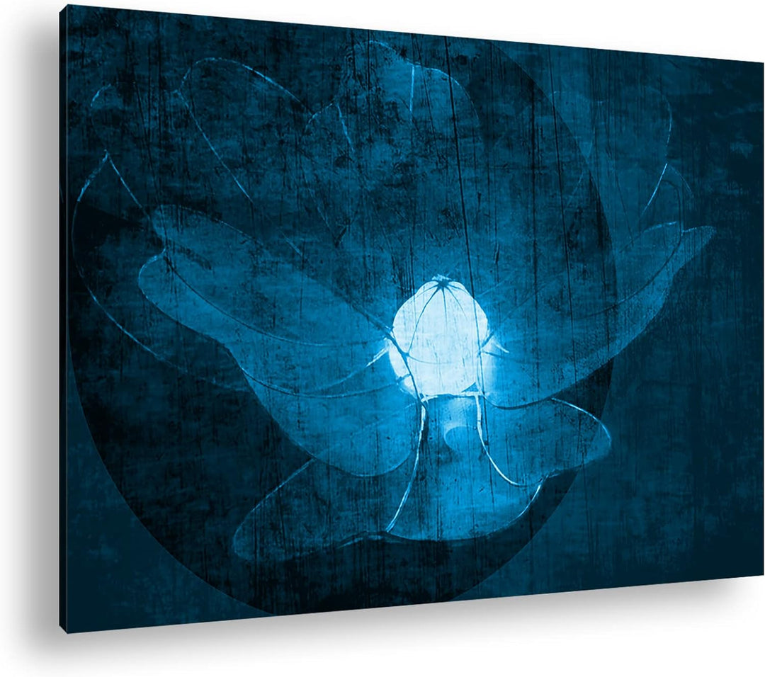 deyoli Künstlerische Zeichnung einer Blume Format 80x60 Effekt: Monocrome Blau als Leinwandbild, Mot