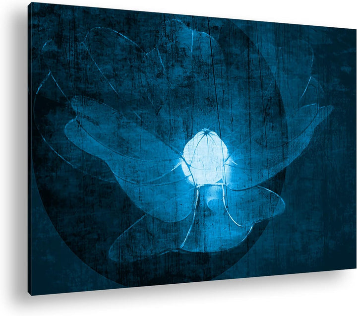 deyoli Künstlerische Zeichnung einer Blume Format 80x60 Effekt: Monocrome Blau als Leinwandbild, Mot