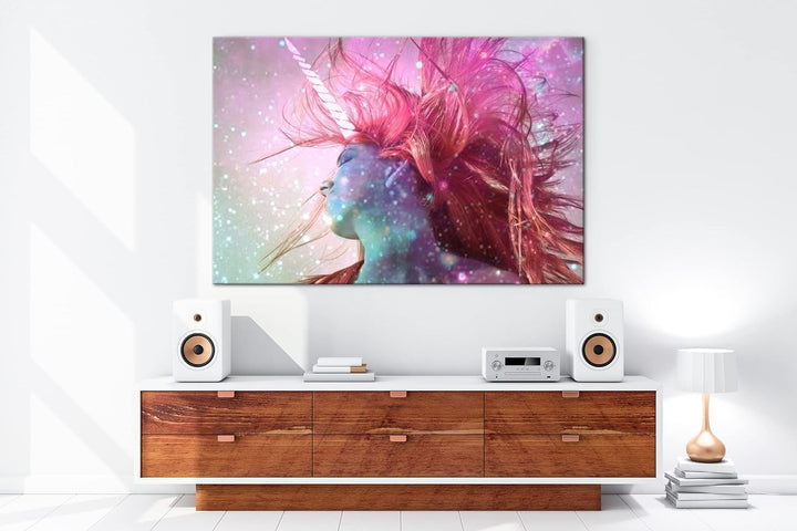 deyoli menschliches Einhorn Format: 80x60 als Leinwandbild, Motiv fertig gerahmt auf Echtholzrahmen,