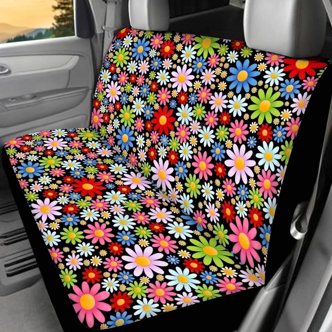 chaqlin Art Hippie Daisy Auto Sitzbezüge Set, 4-Pack Blühende Blumen Front Heck Auto Fahrzeug Seat P