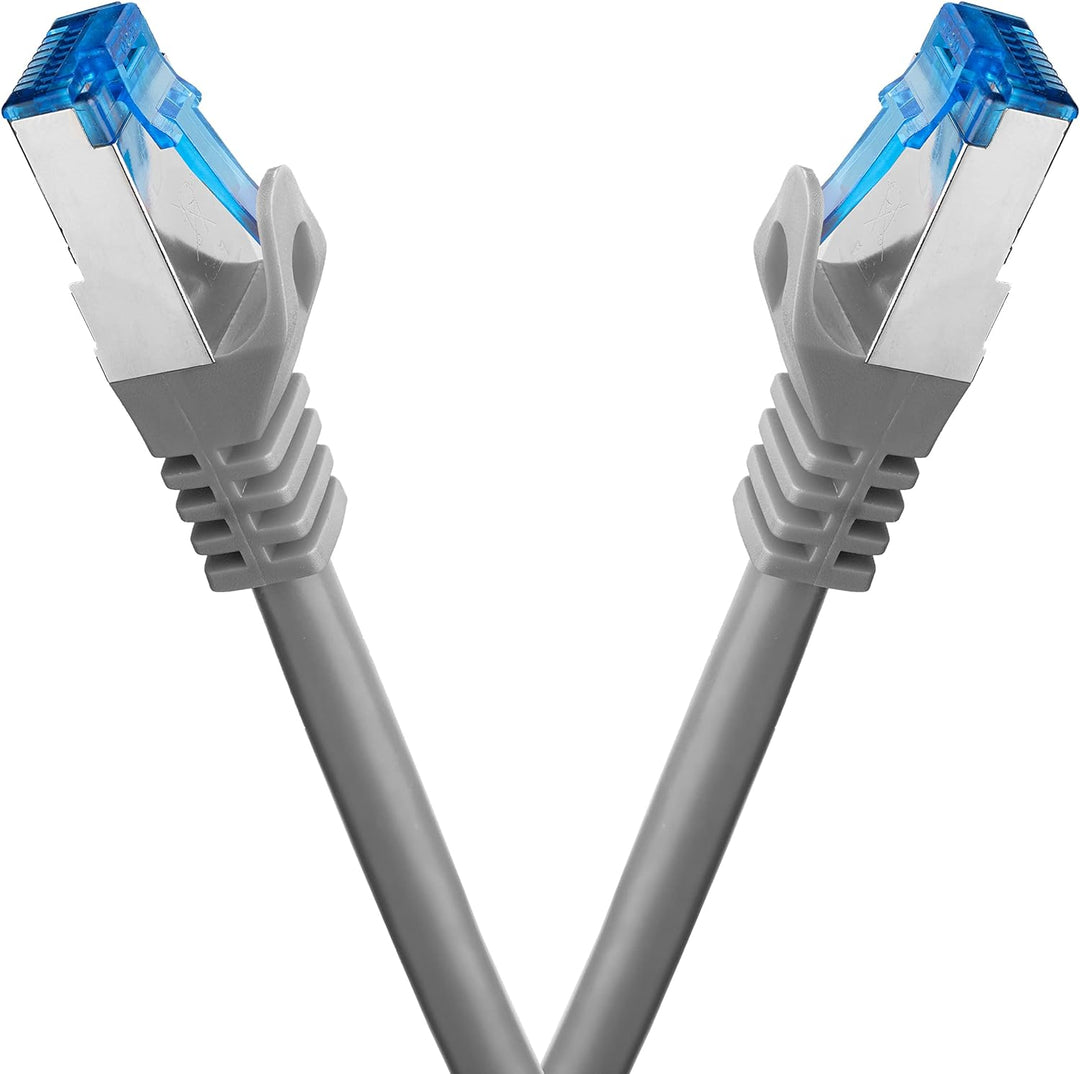 BIGtec - 2 Stück - 50m CAT.7 Gigabit Patchkabel Netzwerkkabel grau Kupferkabel Patch Ethernt LAN DSL