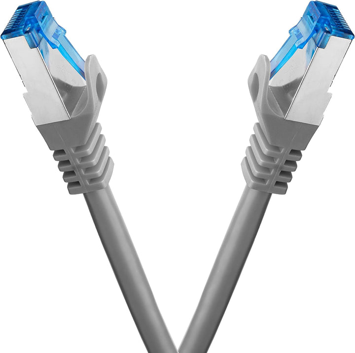 BIGtec - 2 Stück - 50m CAT.7 Gigabit Patchkabel Netzwerkkabel grau Kupferkabel Patch Ethernt LAN DSL