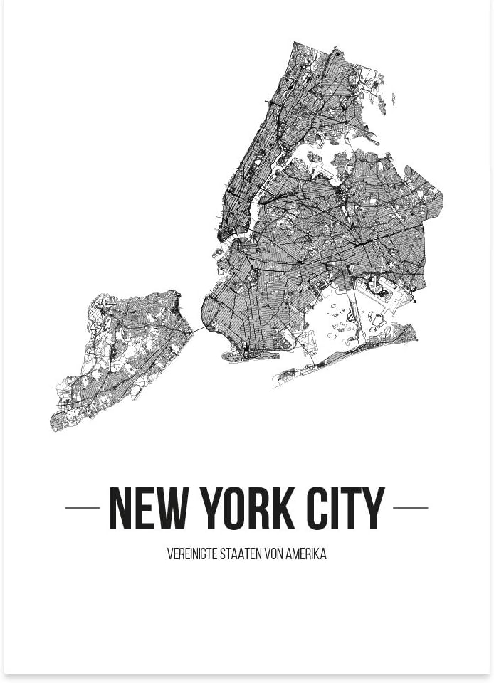 JUNIWORDS Stadtposter, New York City, Wähle eine Grösse, 40 x 60 cm, Poster, Schrift B, Weiss 40 x 6