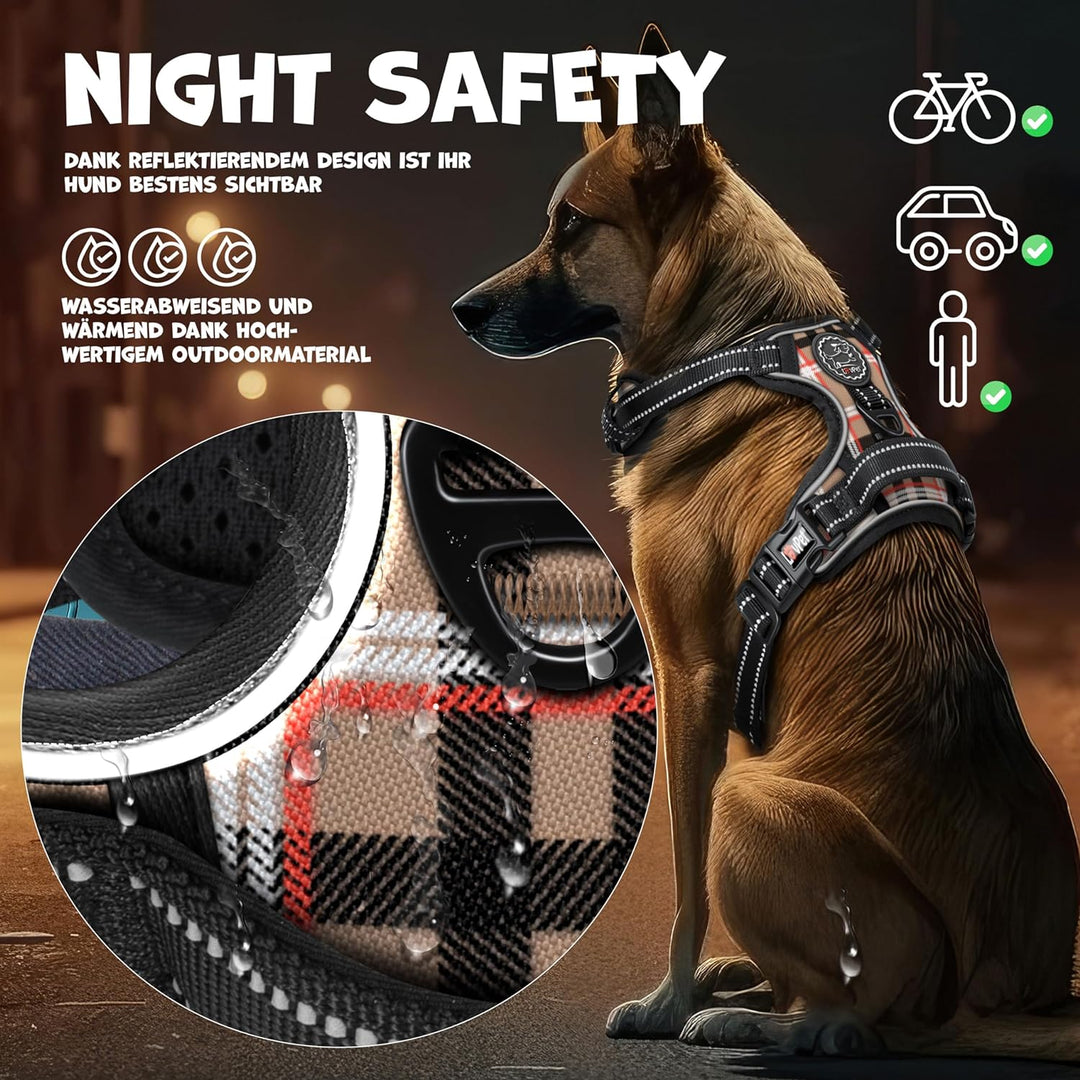 Lovpetยฎ Hundegeschirr ohne Zug & wรผrgen fรผr grosse Hunde atmungsaktiv & weich Brustgeschirr reflekti