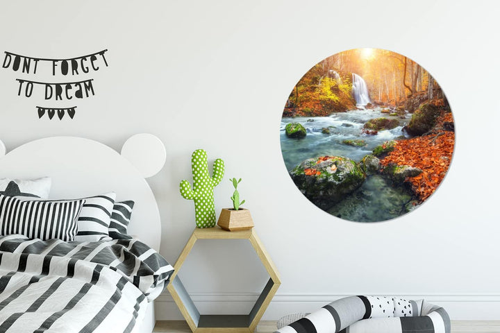 MuchoWow Wandbild Rund Wanddeko Deko Wohnzimmer Bilder 90x90 cm Natur - Sonne - Herbst, 90x90 cm