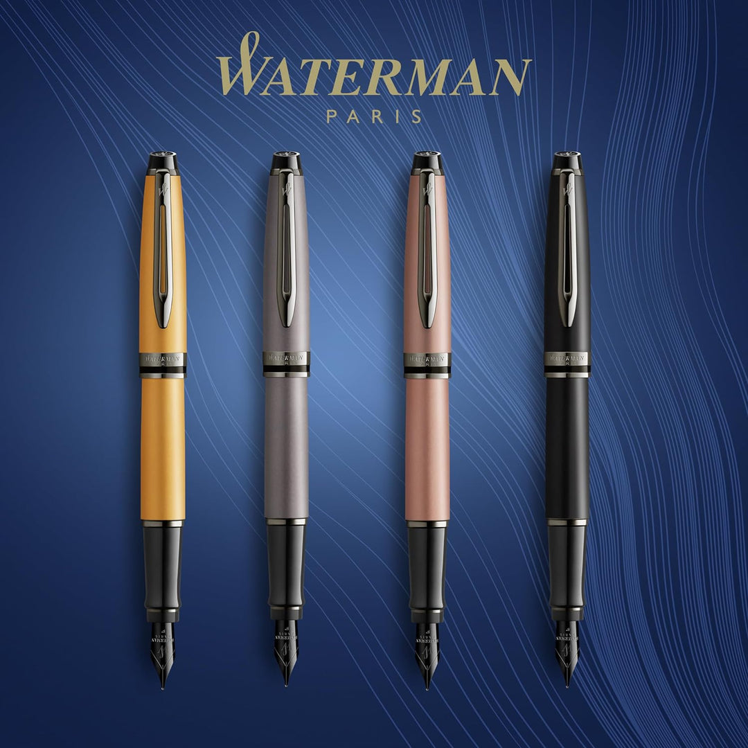 Waterman Expert Kugelschreiber | Goldfarbene Metallic-Lackierung mit Ruthenium-Zierteilen | Mittlere