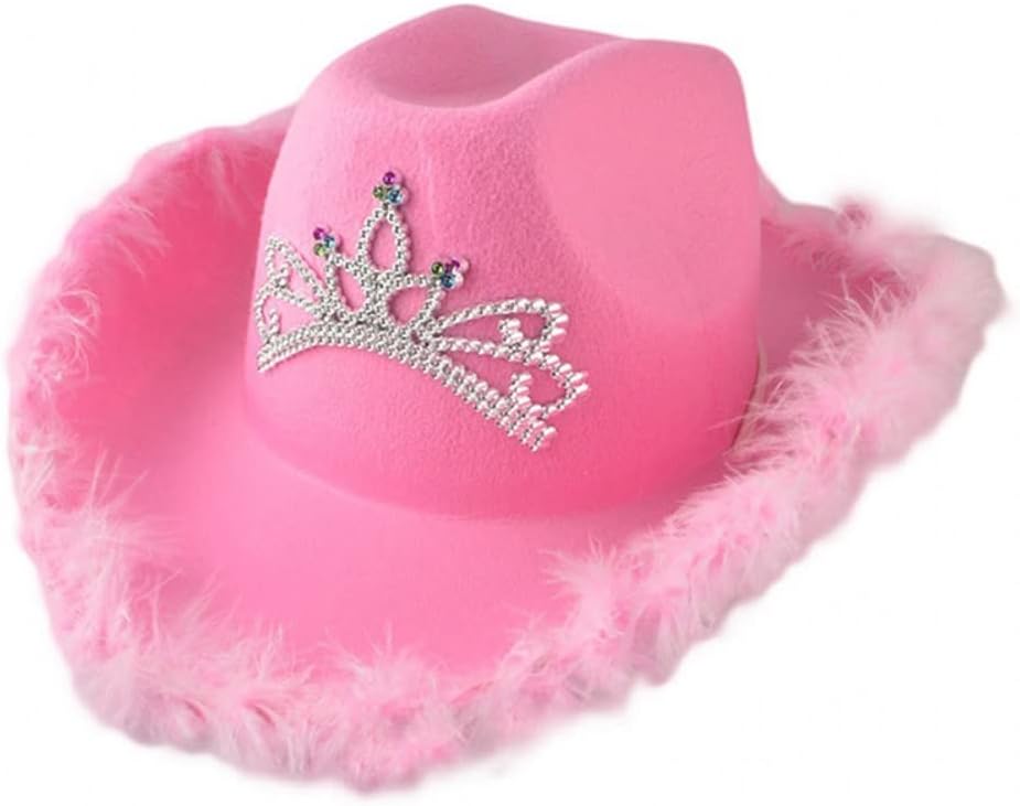 HUSHUI Cowboyhut für Damen, Cowboyhut aus Filz mit Kordelzug am Hals, Cowgirlhut, lustige Neuheit, P