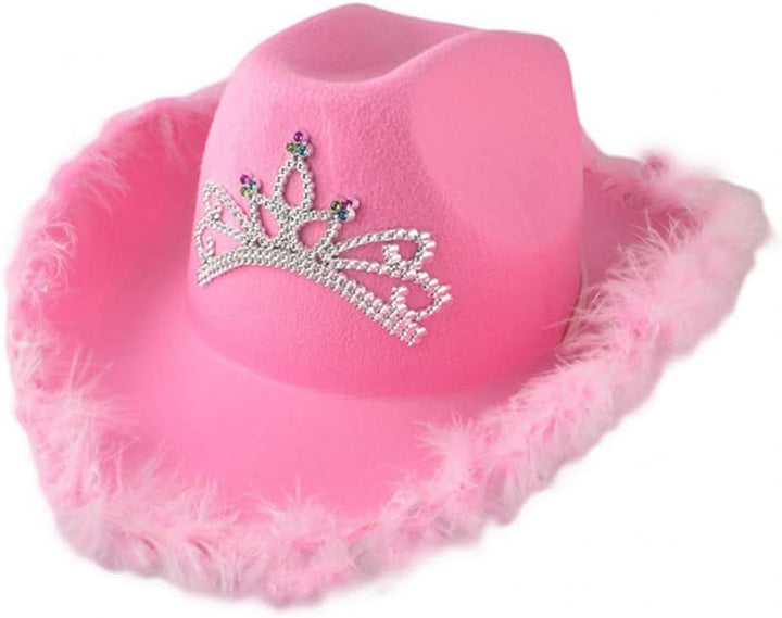 HUSHUI Cowboyhut für Damen, Cowboyhut aus Filz mit Kordelzug am Hals, Cowgirlhut, lustige Neuheit, P