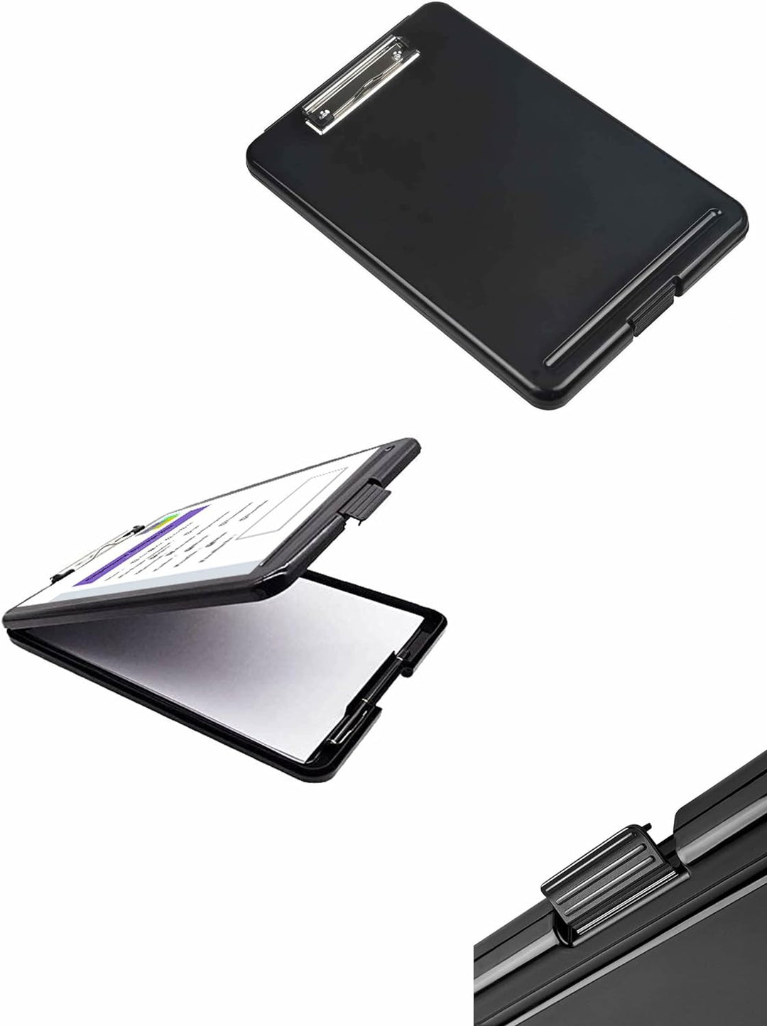 4er A4 Klemmbrett mit Aufbewahrungsfach, Portable Formularhalter mit Aufbewahrungsbox, Portable Schr