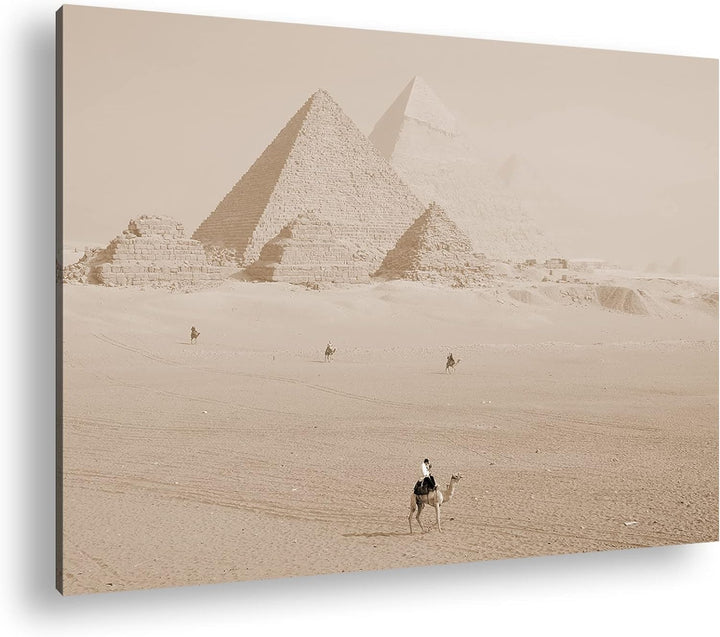 deyoli Pyramiden von Gizeh Format: 100x70 Effekt: Sepia als Leinwandbild, Motiv fertig gerahmt auf E