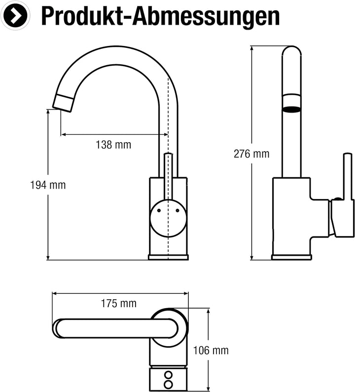 Cornat Waschtisch-Einhebelarmatur "Noir" - Black Edition - Matt schwarzer Messingkörper - Mühelose S