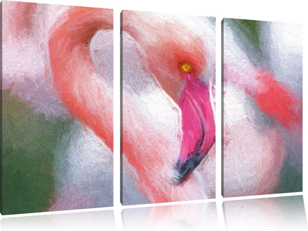 prächtiger Flamingo Spezial 3-Teiler Leinwandbild 120x80 Bild auf Leinwand, XXL riesige Bilder ferti