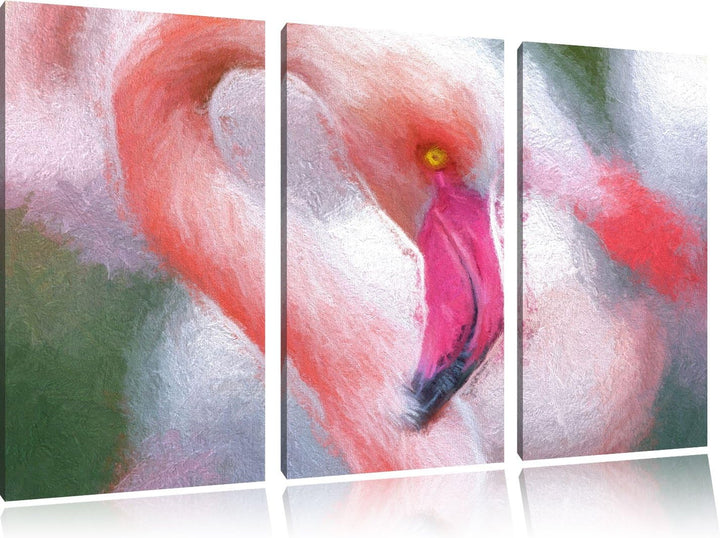 prächtiger Flamingo Spezial 3-Teiler Leinwandbild 120x80 Bild auf Leinwand, XXL riesige Bilder ferti