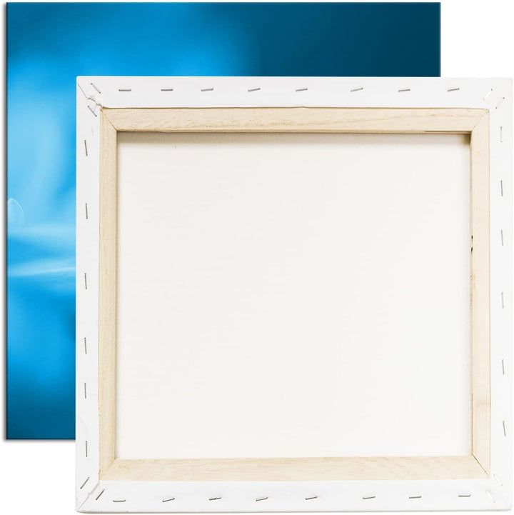 deyoli Wassertropfen auf Blauer Blume im Format: 70x70 Effekt: Zeichnung als Leinwandbild, Motiv auf