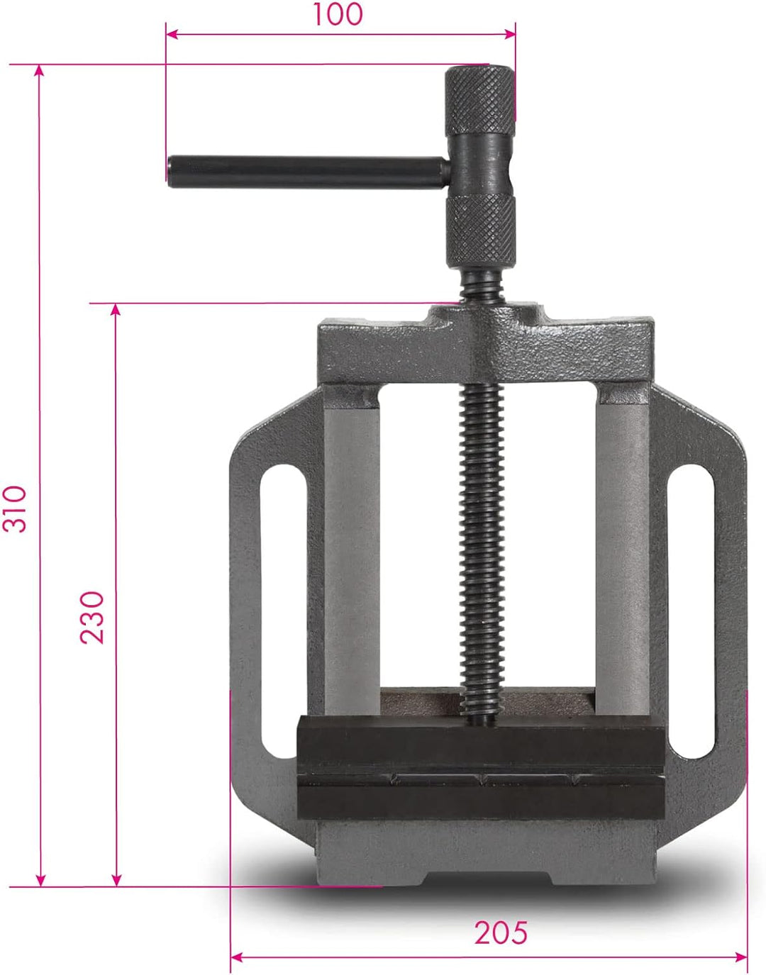 EBERTH Maschinenschraubstock aus Grauguss und Stahl, Backenbreite 150mm, Max. Spannbreite 129mm, Mas