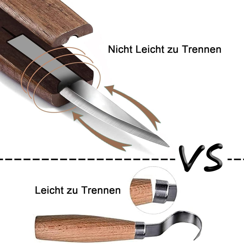 Holz Schnitzwerkzeug Set, KAQ 32 in 1 Schnitzset mit 15* Schnitzmesser, 6 Stück Lindenholz zum Schni