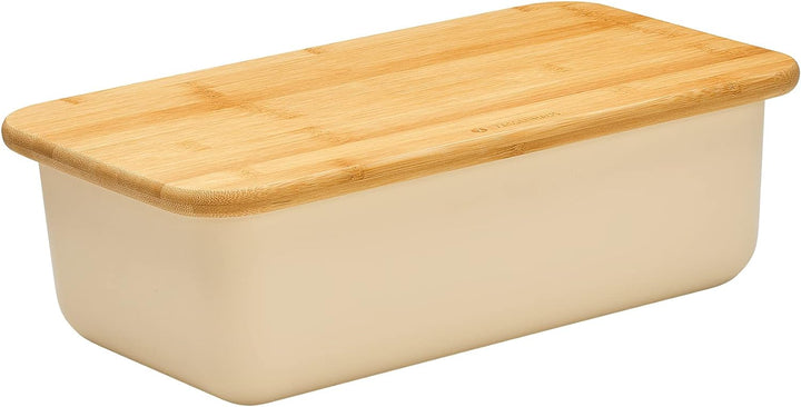 Zassenhaus Brotkasten, Deckel als Schneidbrett verwendbar, Brotkorb Bambus creme, 40 x 23 x 13,5 cm,