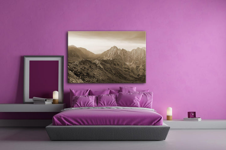 deyoli zauberhafte Berglandschaft Format: 80x60 Effekt: Sepia als Leinwand, Motiv fertig gerahmt auf