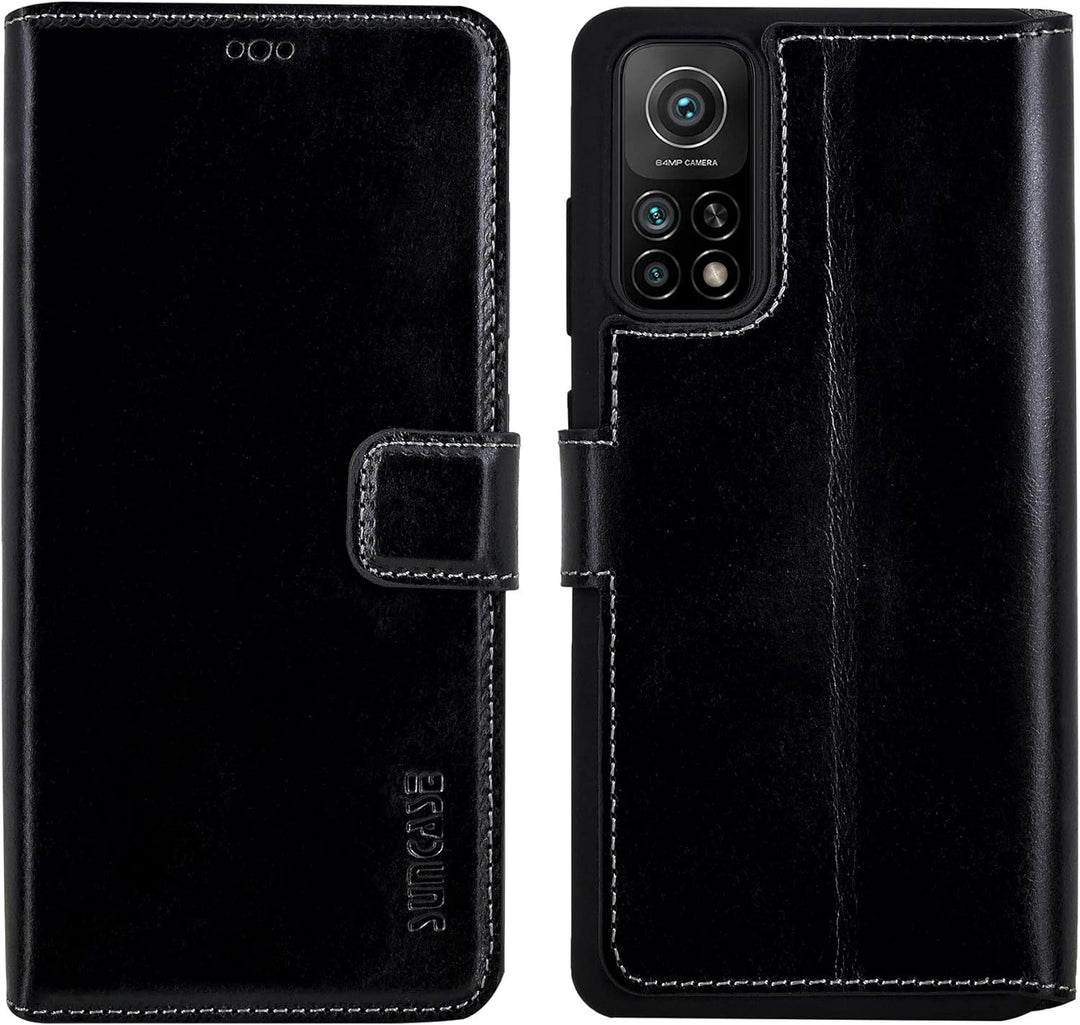 Suncase Book-Style Hülle kompatibel mit Xiaomi Mi 10T 5G Leder Tasche (Slim-Fit) Lederhülle Handytas